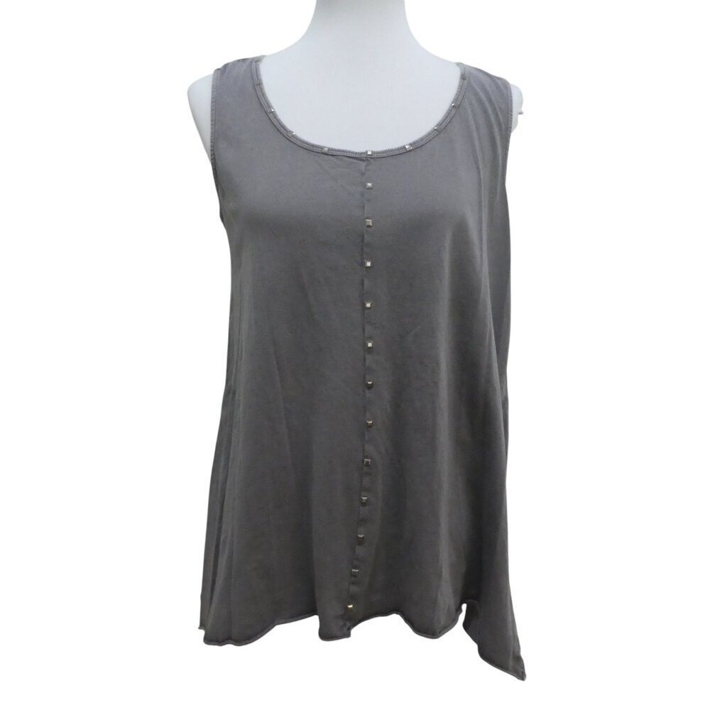 Soft Surroundings 29631 Tank Top Women Small Gray Studded Embellished Cotton